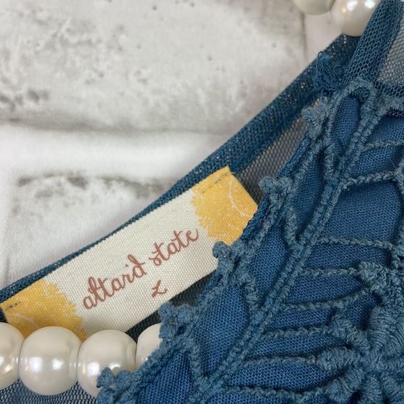 Altar’d State Sheer Sleeveless Flowing Dress Lace Detailing Blue Size Large - Picture 6 of 12